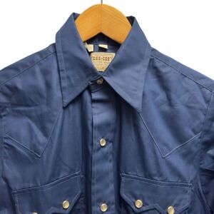 Dee-Cee Western Wear Vtg Men's 14/32 Navy Pearl Snap Cowboy Rodeo Sawtooth Shirt